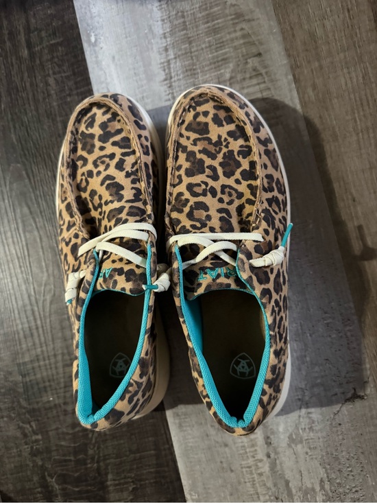 Ariat Shoes - Ariat Leopard Print Canvas Slip-On Shoes with Teal Trim